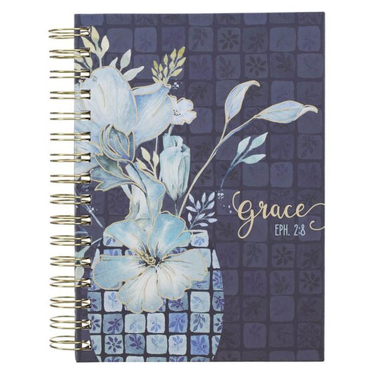Journal Wirebound Blue Floral Grace Eph. 2:8 - Re-vived