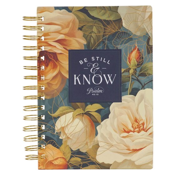 Journal Wirebound Blue Lg Floral Be Still Ps. 46:10 - Re-vived