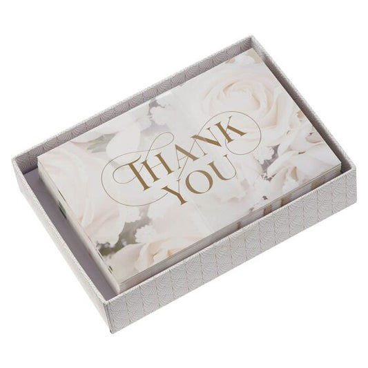 Boxed Cards Thank You White Roses - Re-vived