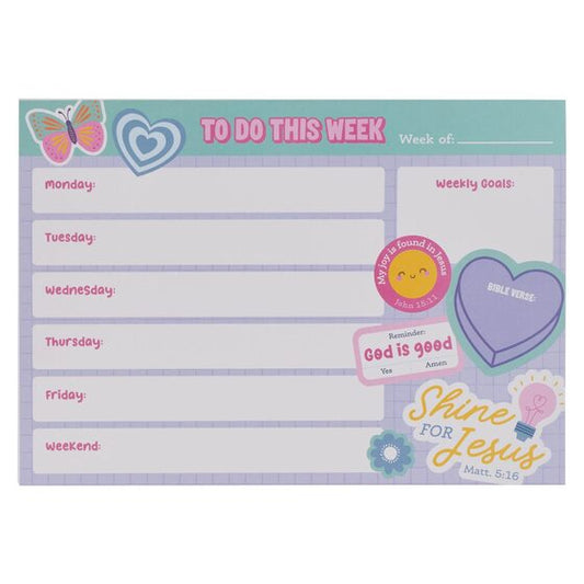 Weekly Planner Undated Shine For Jesus Matt. 5:16 - Re-vived
