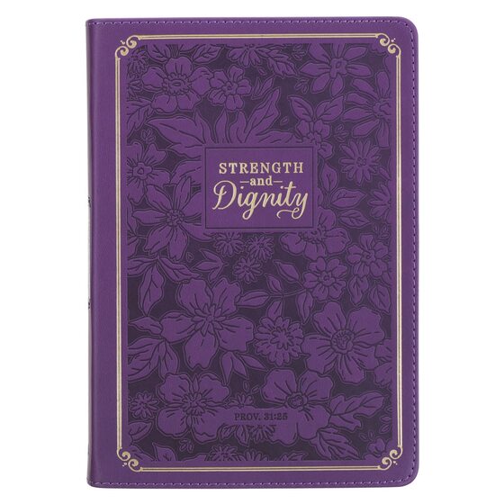 Strength and Dignity Purple Rose Faux Leather Journal - Re-vived