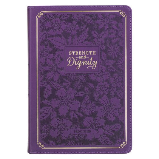 Strength and Dignity Purple Rose Faux Leather Journal - Re-vived