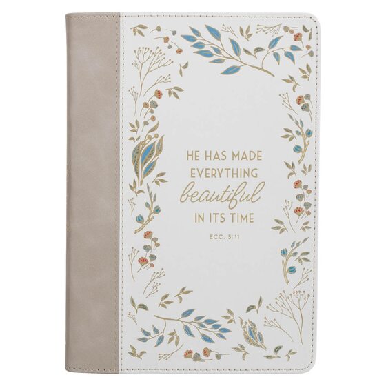 Everything Beautiful Cream Floral Faux Leather Journal - Re-vived