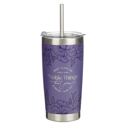 Noble Things Lavender Floral Stainless Steel Tumbler - Re-vived