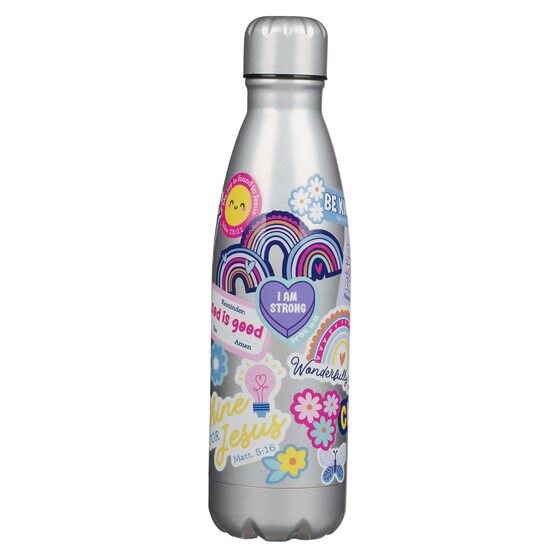 Water Bottle Ss Silver Shine For Jesus Matt. 5:16 - Re-vived