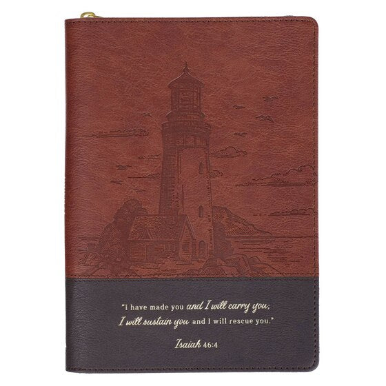 Journal Classic Zip Two-Tone Brown I Will Carry You Isa. 46: - Re-vived