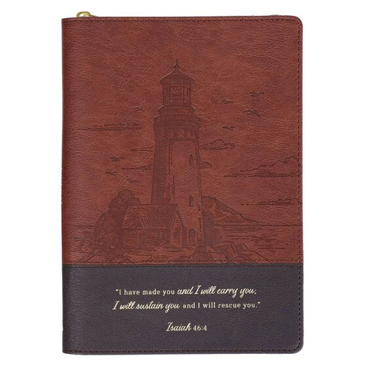 Journal Classic Zip Two-Tone Brown I Will Carry You Isa. 46: - Re-vived