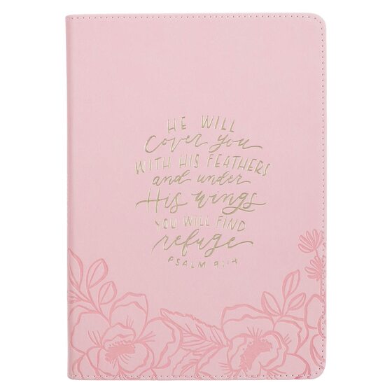 Journal Classic Zip Pink He Will Cover You Ps. 91:4 - Re-vived