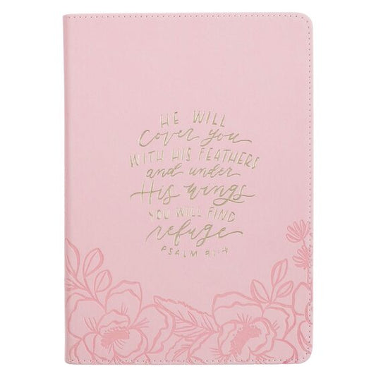 Journal Classic Zip Pink He Will Cover You Ps. 91:4 - Re-vived