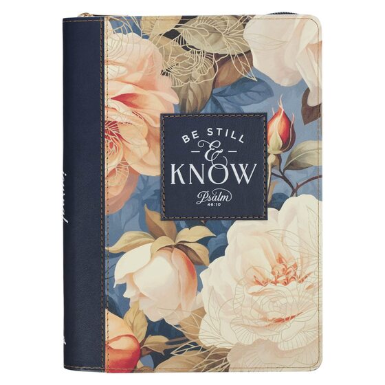 Journal Classic Zip Navy Be Still Ps. 46:10 - Re-vived