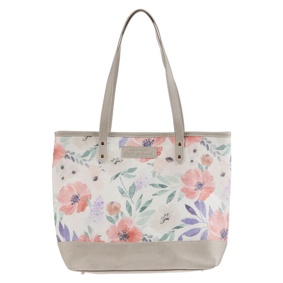 Love is Patient Coral Poppy Canvas Tote Bag - Re-vived