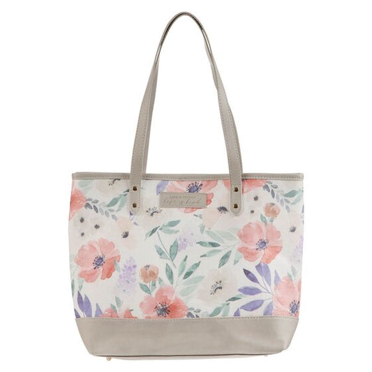 Love is Patient Coral Poppy Canvas Tote Bag - Re-vived
