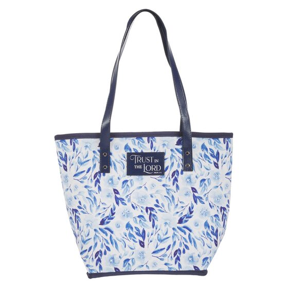 Trust Blue Botany Canvas Tote Bag - Proverbs 3:5 - Re-vived