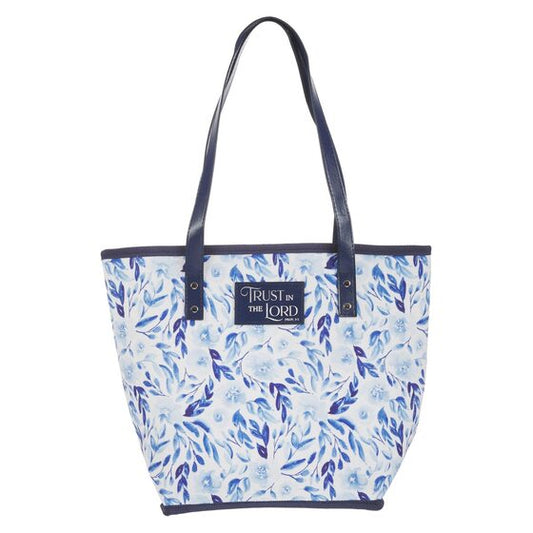 Trust Blue Botany Canvas Tote Bag - Proverbs 3:5 - Re-vived