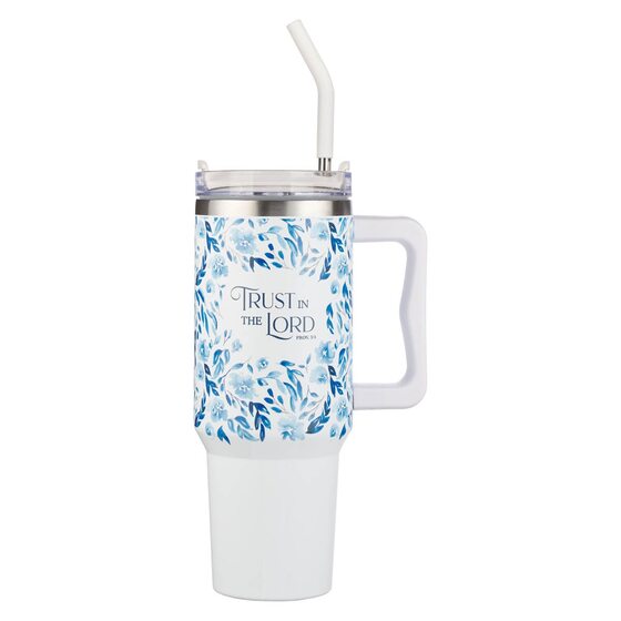 Trust in the Lord Blue Botany 40 oz Stainless Travel Tumbler - Re-vived