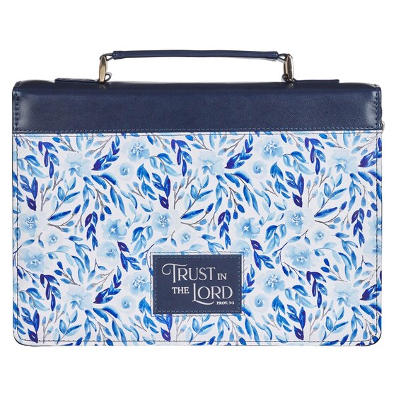 Bible Cover Fashion Blue Floral Trust Prov. 3:5 - Re-vived