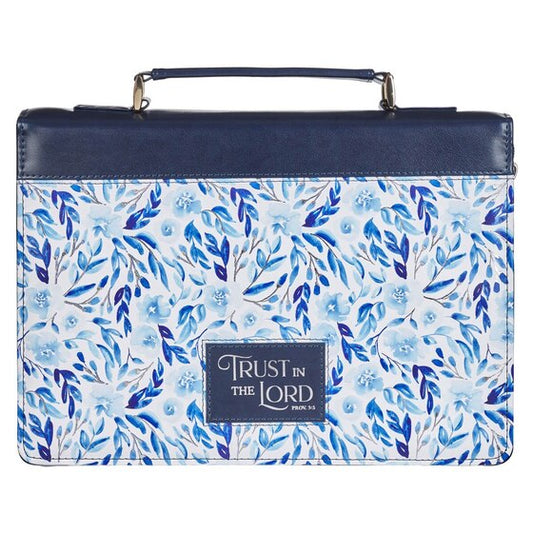Bible Cover Fashion Blue Floral Trust Prov. 3:5 - Re-vived