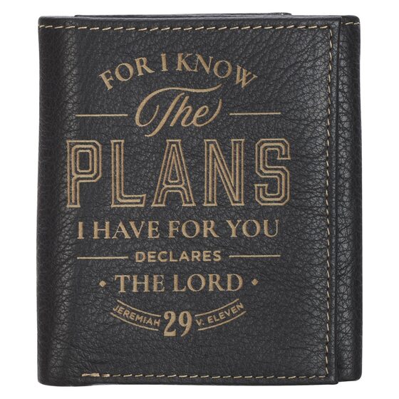 Leather Wallet: Black/Jer. 29:11 - Re-vived