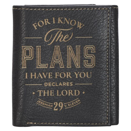 Leather Wallet: Black/Jer. 29:11 - Re-vived