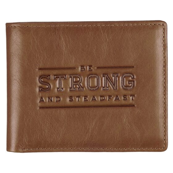 Wallet Leather Tan Be Strong And Steadfast Deut. 31:6 - Re-vived