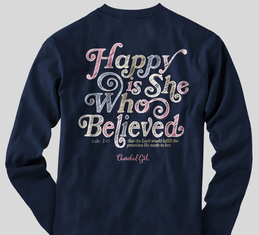 Happy Is She Long Sleeve Tee 2XL - Re-vived