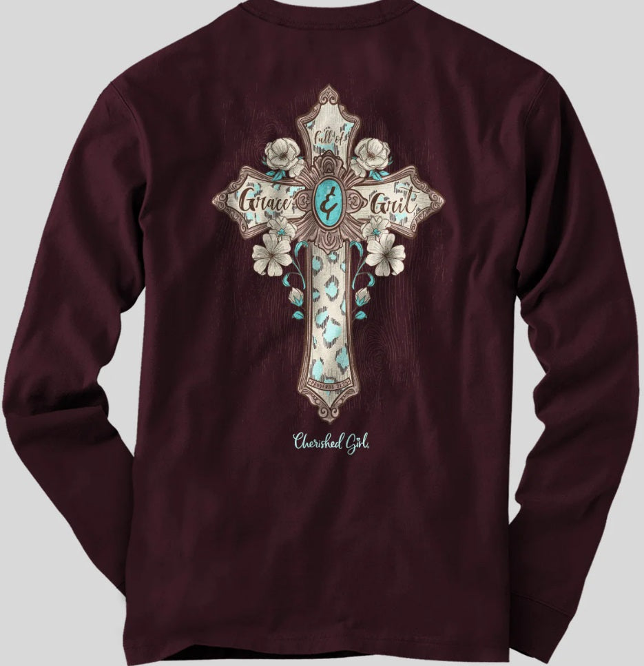 Turquoise Cross Long Sleeve Tee 2XL - Re-vived
