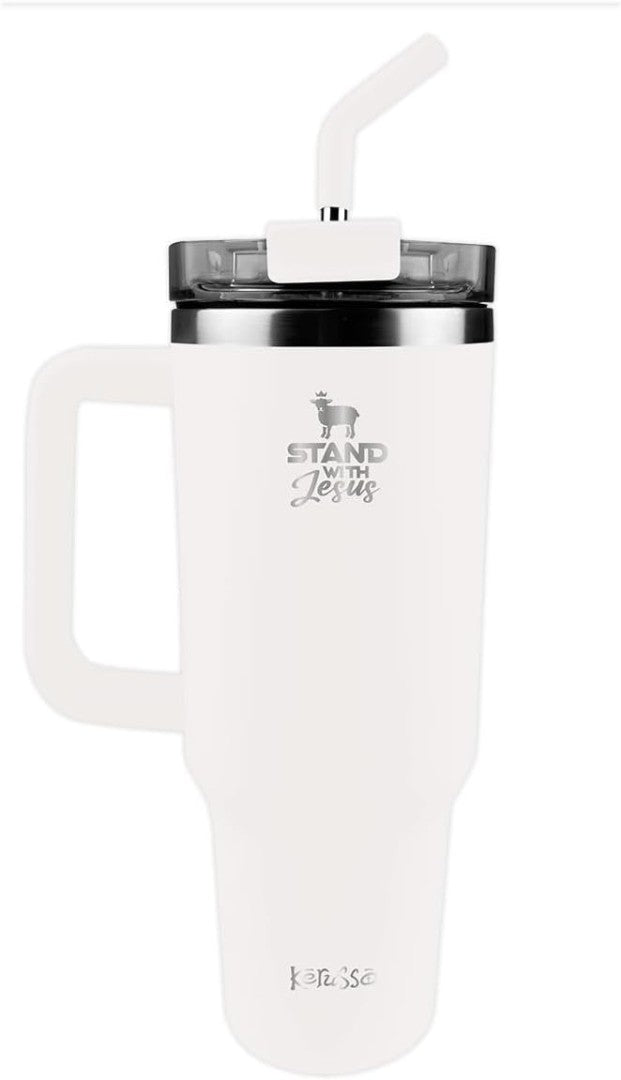Stand With Jesus - 40 Oz Stainless Steel Mug with Straw - Re-vived