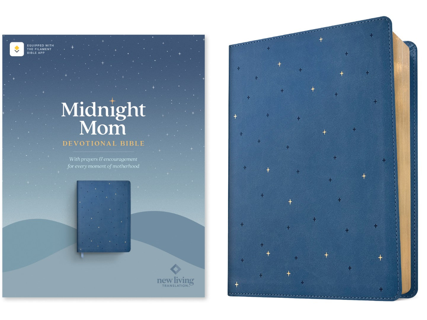 NLT Midnight Mom Devotional Bible, Starlit Navy - Re-vived