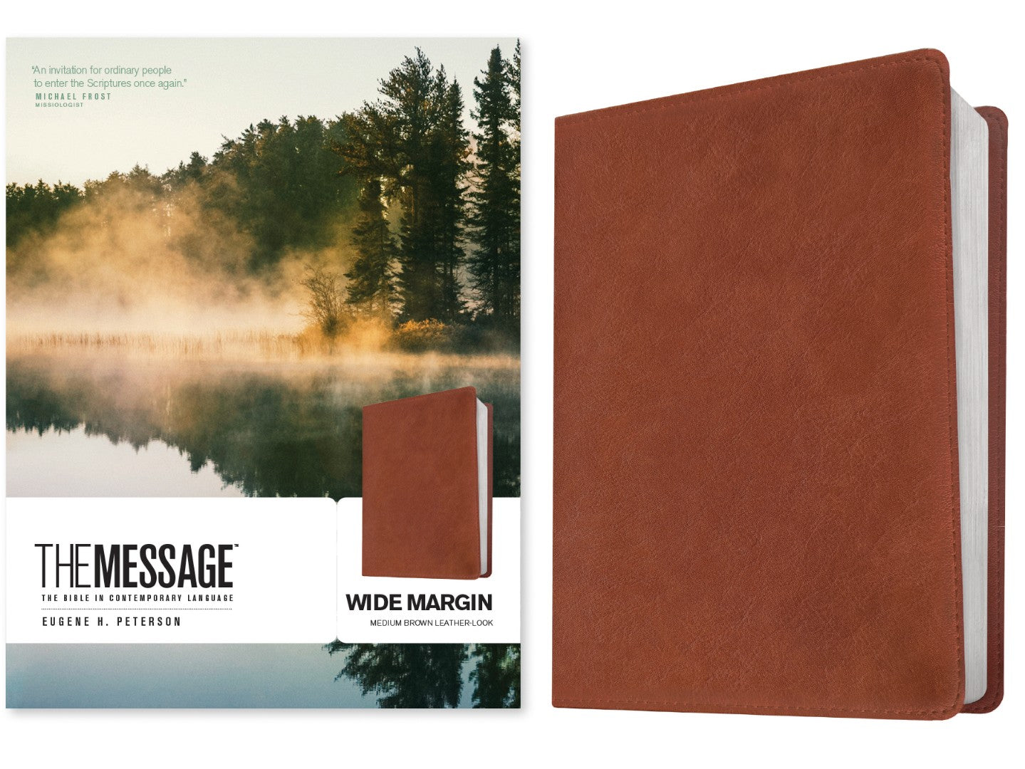 The Message Wide Margin Bible, Medium Brown - Re-vived