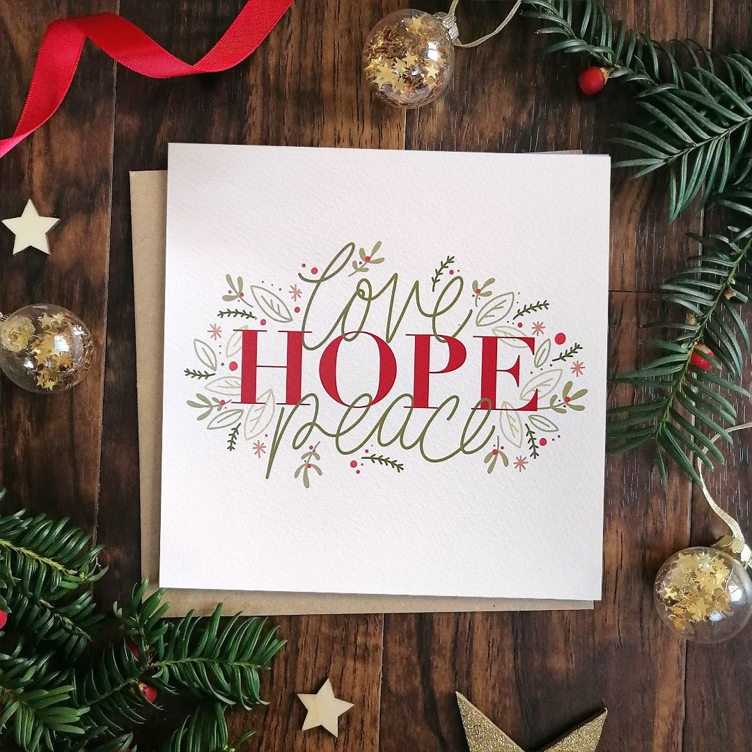 Love, Hope, Peace - Christmas Card - Re-vived
