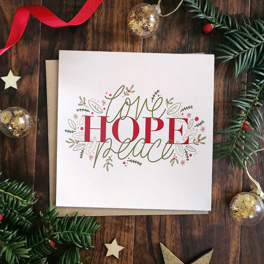 Love, Hope, Peace - Christmas Card - Re-vived