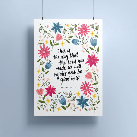 Psalm 118: 24 - Floral A5 Print - Re-vived