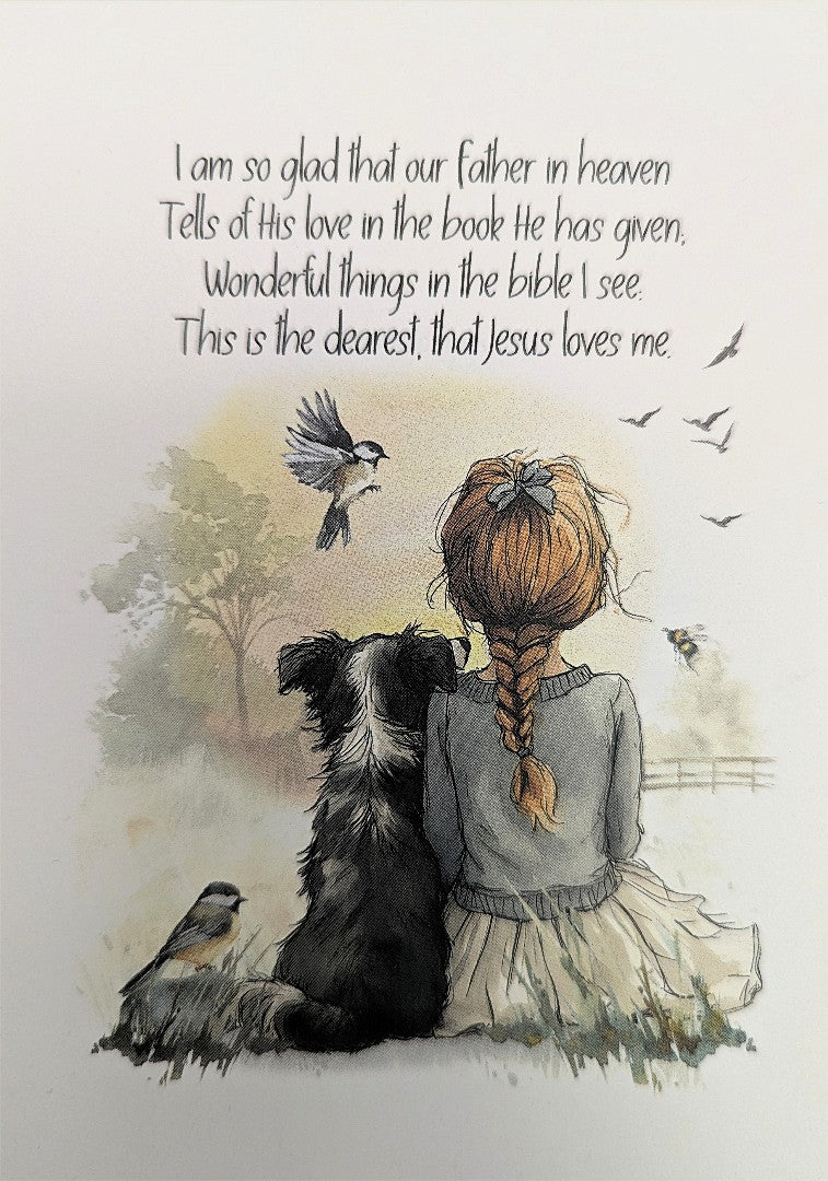 Our Father in Heaven (Girl & Dog) Bible Card - Re-vived