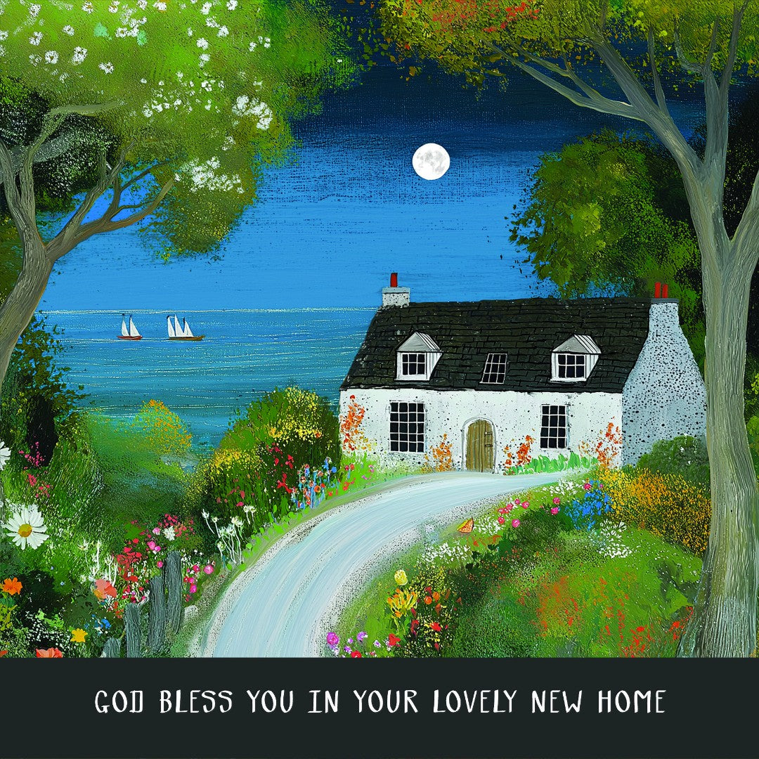 Moonlit Cottage New Home Card