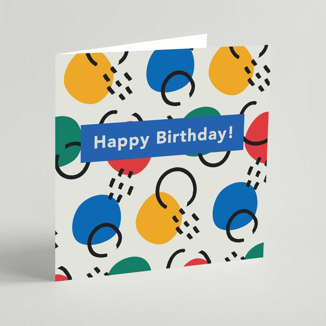 Happy Birthday Bright Blue Square Card