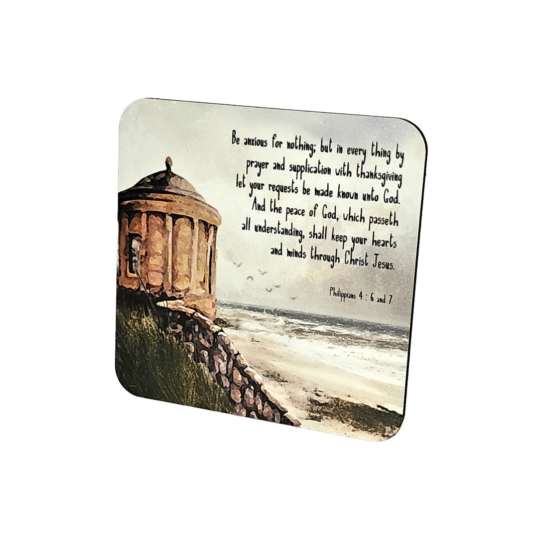 Bible Coaster - Be Anxious for Nothing (Mussenden Temple)