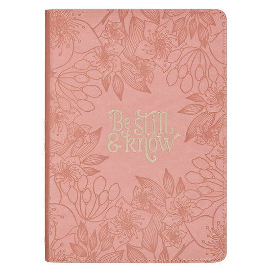 Be Still and Know Pink Floral Faux Leather Classic Journal