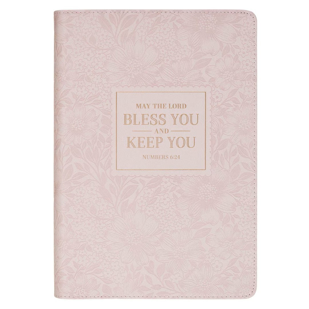 Bless and Keep You Blush Bloom Faux Leather Classic Journal
