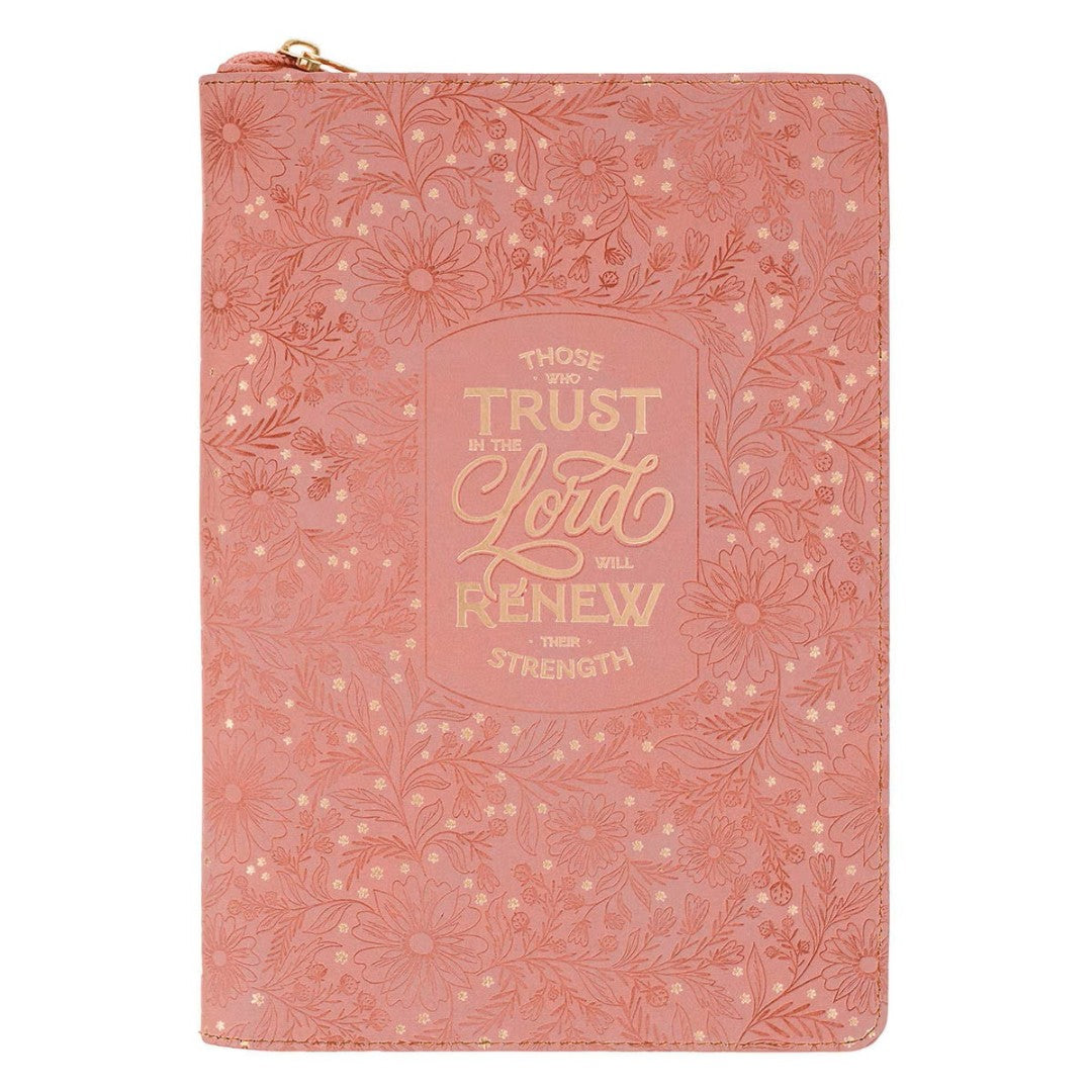 Trust Pink Floral Classic Journal with Zipper Closure