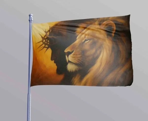 Flag Jesus and the Lion - 3ft x 5ft