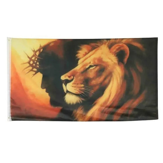 Flag Jesus and the Lion - 3ft x 5ft