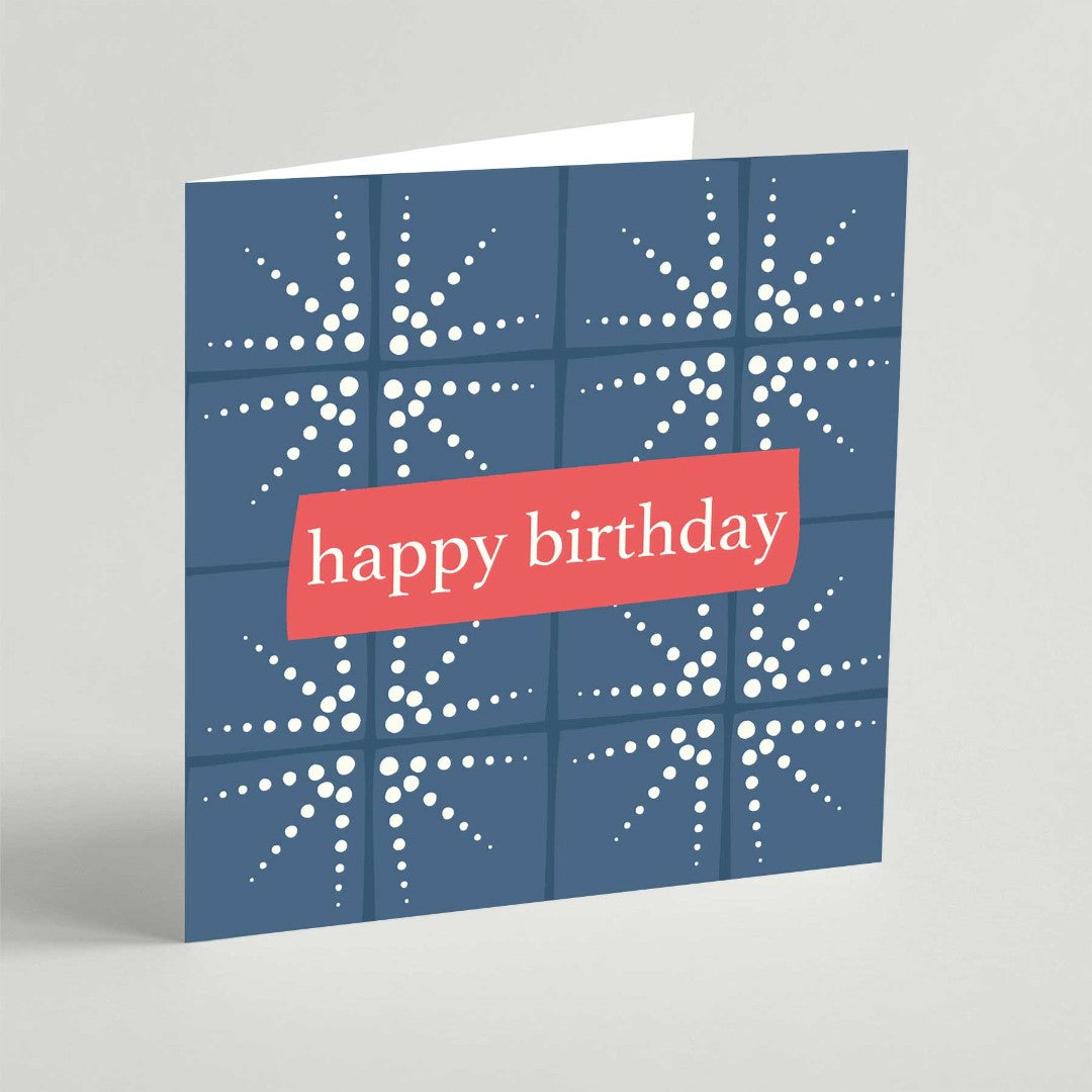 Happy Birthday (Geo Blue) Greeting Card