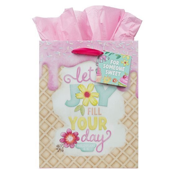 Let Joy Fill Your Day Pink Medium Gift Bag