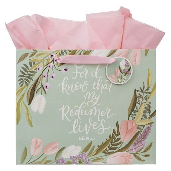 My Redeemer Lives Mint Meadow Large Landscape Gift Bag