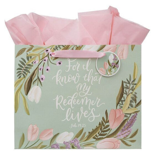 My Redeemer Lives Mint Meadow Large Landscape Gift Bag