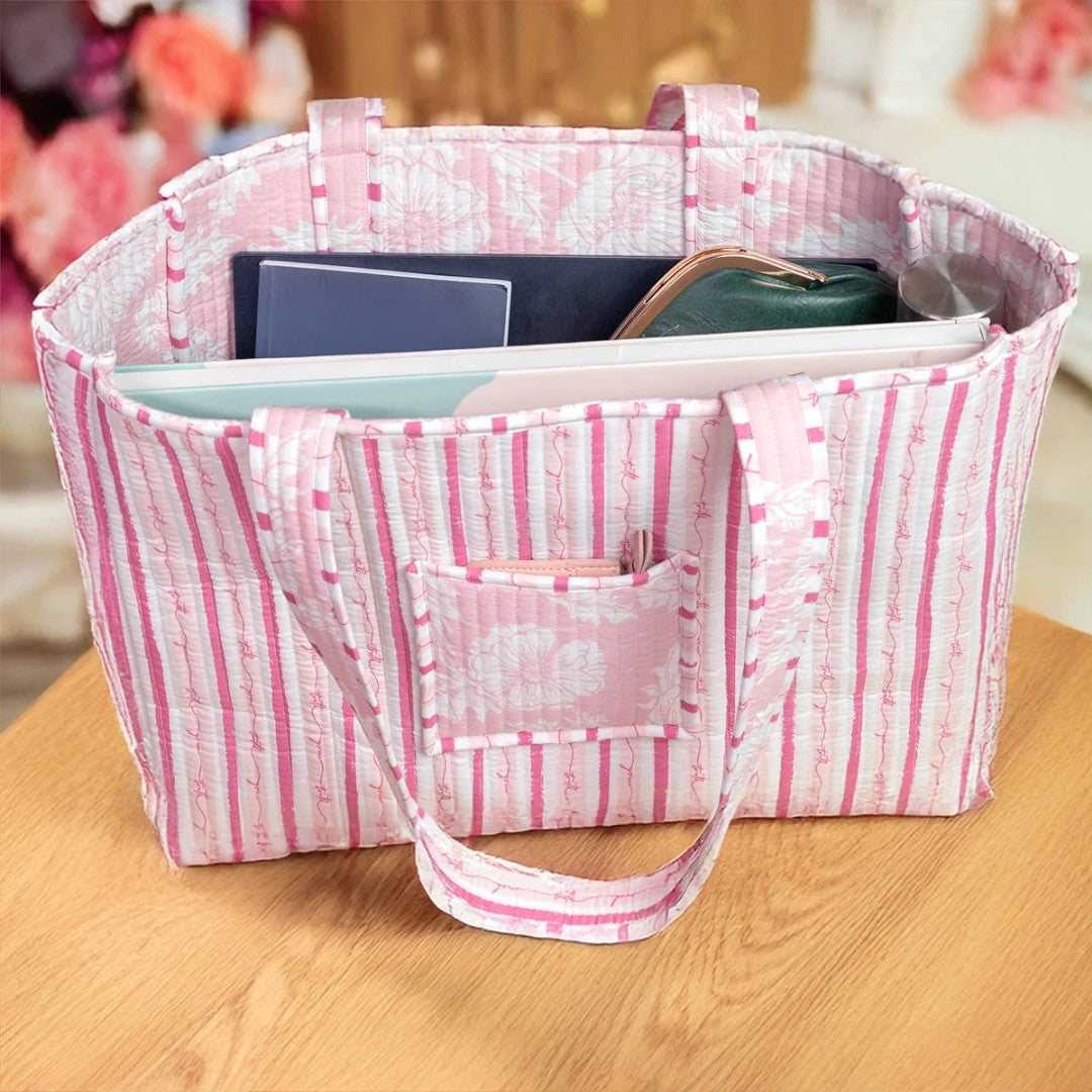 Blush Bloom Luxe Quilted Totes - Re-vived