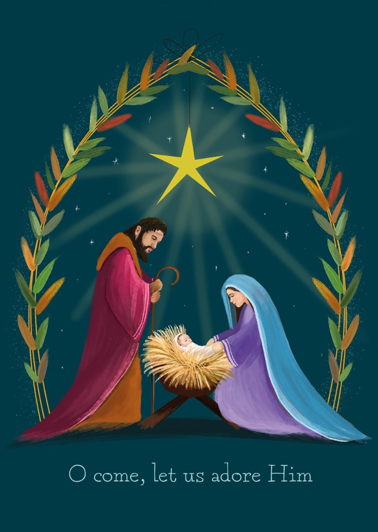 Adoring Family Christmas Cards (Pack Of 10)