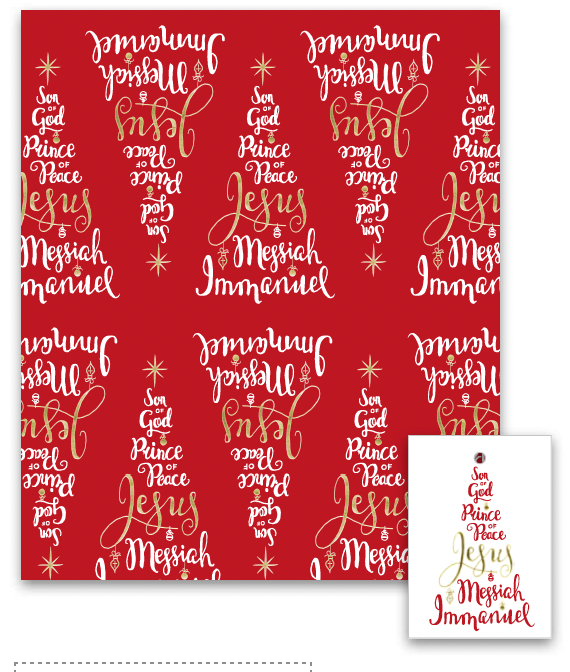 Gift Wrap: Names Of Jesus (4 Pack)