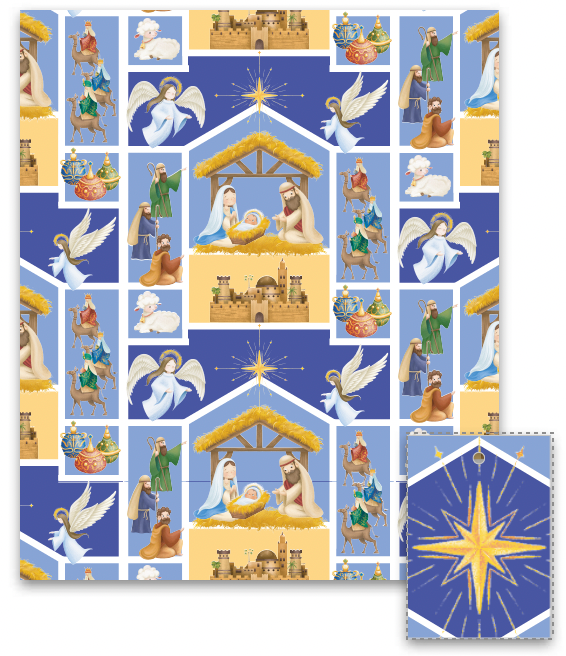 Gift Wrap: Nativity (4 Pack)
