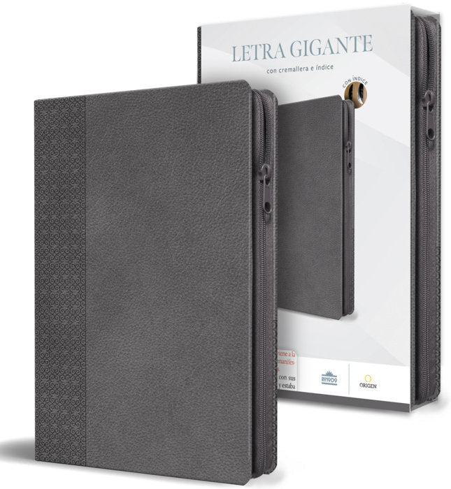 Biblia Reina Valera letra gigante, símil piel gris
